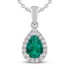 Thumbnail Image 1 of Lab-Created Emerald & White Lab-Created Sapphire Necklace Sterling Silver 18&quot;