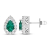 Thumbnail Image 1 of Lab-Created Emerald & White Lab-Created Sapphire Earrings Sterling Silver
