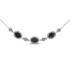 Blue Sapphire Necklace 1/3 ct tw Diamonds 10K White Gold 18"