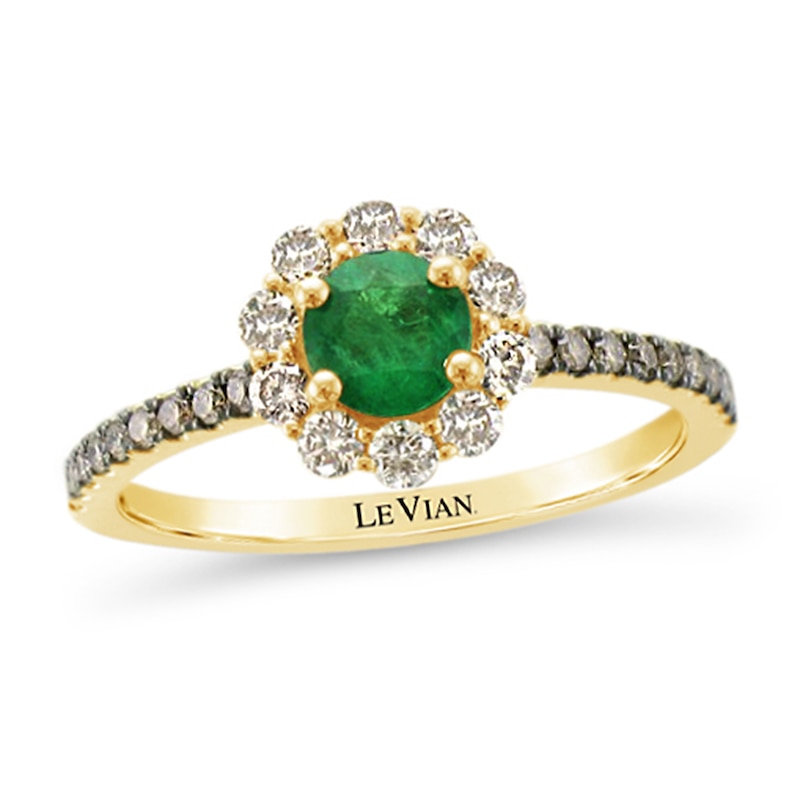 Main Image 1 of Le Vian Emerald Ring 1/2 ct tw Diamonds 14K Honey Gold