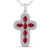 Thumbnail Image 0 of Lab-Created Ruby & White Lab-Created Sapphire Cross Necklace Sterling Silver 18"