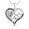 Thumbnail Image 1 of Blue Lab-Created Sapphire MOM Heart Necklace Sterling Silver 18&quot;