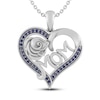 Thumbnail Image 0 of Blue Lab-Created Sapphire MOM Heart Necklace Sterling Silver 18"