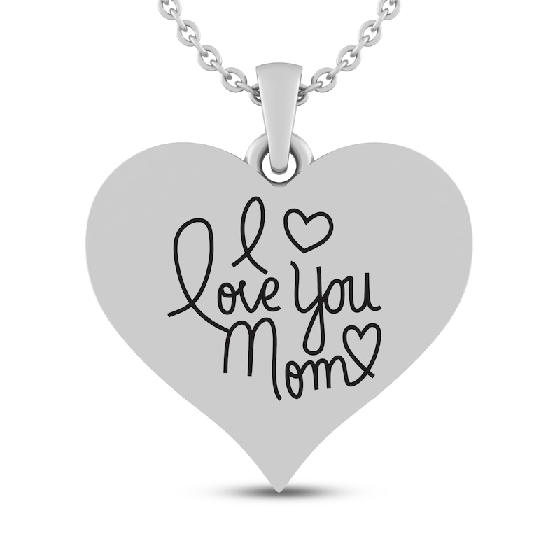 Lab-Created Ruby MOM Heart Necklace Sterling Silver 18"
