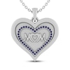 Thumbnail Image 0 of Blue Lab-Created Sapphire MOM Heart Necklace Sterling Silver 18"