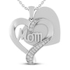 Thumbnail Image 2 of White Lab-Created Sapphire MOM Heart Necklace Sterling Silver 18&quot;