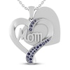 Thumbnail Image 1 of Blue Lab-Created Sapphire Mom Heart Necklace Sterling Silver 18"