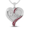 Thumbnail Image 0 of Lab-Created Ruby MOM Heart Necklace Sterling Silver 18"