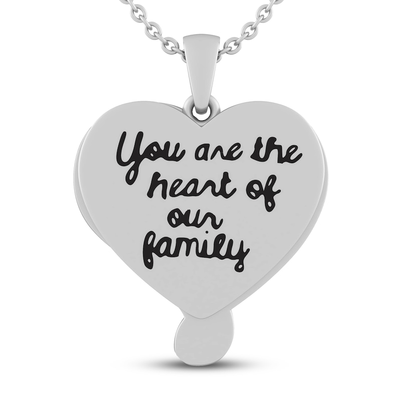Lab-Created Ruby MOM Heart Necklace Sterling Silver 18"