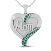 Thumbnail Image 0 of Lab-Created Emerald MOM Heart Necklace Sterling Silver 18"