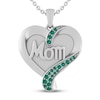 Thumbnail Image 1 of Lab-Created Emerald MOM Heart Necklace Sterling Silver 18&quot;