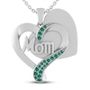 Thumbnail Image 1 of Lab-Created Emerald MOM Heart Necklace Sterling Silver 18"