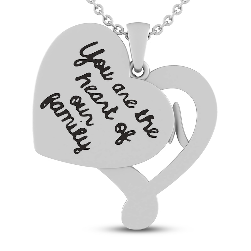 Main Image 4 of Lab-Created Emerald MOM Heart Necklace Sterling Silver 18&quot;