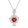 Thumbnail Image 1 of Lab-Created Ruby Heart Necklace Sterling Silver/10K Yellow Gold
