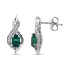 Thumbnail Image 1 of Lab-Created Emerald & Lab-Created Sapphire Earrings in Sterling Silver
