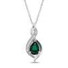 Thumbnail Image 1 of Lab-Created Emerald & White Lab-Created Sapphire Necklace Sterling Silver 18"
