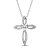 Thumbnail Image 1 of White Lab-Created Sapphire Cross Necklace Sterling Silver 18&quot;