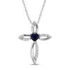 Thumbnail Image 1 of Blue & White Lab-Created Sapphire Cross Necklace Sterling Silver 18&quot;