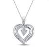 Thumbnail Image 1 of Lab-Created Emerald & White Lab-Created Sapphire Heart Necklace Sterling Silver 18"