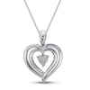 Thumbnail Image 2 of Lab-Created Emerald & White Lab-Created Sapphire Heart Necklace Sterling Silver 18"