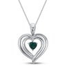 Thumbnail Image 3 of Lab-Created Emerald & White Lab-Created Sapphire Heart Necklace Sterling Silver 18"