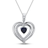 Thumbnail Image 1 of Blue & White Lab-Created Sapphire Heart Necklace Sterling Silver 18&quot;