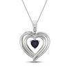 Thumbnail Image 4 of Blue & White Lab-Created Sapphire Heart Necklace Sterling Silver 18&quot;