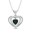 Thumbnail Image 1 of Lab-Created Emerald & White Lab-Created Sapphire Heart Necklace Sterling Silver 18&quot;