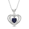 Thumbnail Image 1 of Blue & White Lab-Created Sapphire Heart Necklace Sterling Silver 18&quot;