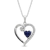 Thumbnail Image 1 of Blue & White Lab-Created Sapphire Heart Necklace Sterling Silver 18&quot;