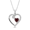 Thumbnail Image 0 of Lab-Created Ruby & White Lab-Created Sapphire Heart Necklace Sterling Silver 18"