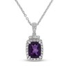 Thumbnail Image 1 of Amethyst & White Lab-Created Sapphire Necklace Sterling Silver 18&quot;