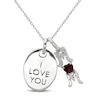 Thumbnail Image 1 of Lab-Created Ruby & White Lab-Created Sapphire 'I Love You Mom' Necklace Sterling Silver 18&quot;