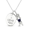 Thumbnail Image 0 of Blue & White Lab-Created Sapphire 'I Love You Mom' Necklace Sterling Silver 18"