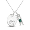 Thumbnail Image 1 of Lab-Created Emerald & White Lab-Created Sapphire 'I Love You Mom' Necklace Sterling Silver 18&quot;