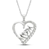 Thumbnail Image 1 of White Lab-Created Sapphire 'Mom' Heart Necklace Sterling Silver 18&quot;