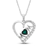 Thumbnail Image 0 of Lab-Created Emerald & White Lab-Created Sapphire 'Mom' Heart Necklace Sterling Silver 18"