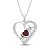 Lab-Created Ruby & White Lab-Created Sapphire 'Mom' Heart Necklace Sterling Silver 18"
