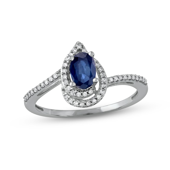 Sapphire & Diamond Ring 1/10 ct tw 10K White Gold Kay