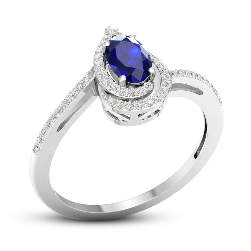 Sapphire & Diamond Ring 1/10 ct tw 10K White Gold | Kay
