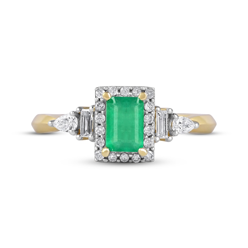 Emerald Ring 1/3 ct tw Diamonds 10K Yellow Gold