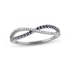 Thumbnail Image 0 of Blue Sapphire Wave Ring 1/10 ct tw Diamonds 10K White Gold