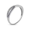 Thumbnail Image 1 of Blue Sapphire Wave Ring 1/10 ct tw Diamonds 10K White Gold