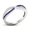 Thumbnail Image 3 of Blue Sapphire Wave Ring 1/10 ct tw Diamonds 10K White Gold