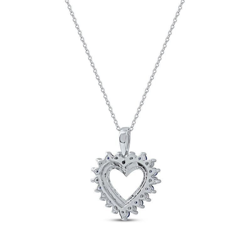 Blue Sapphire & Diamond Accent Heart Necklace 10K White Gold 18"