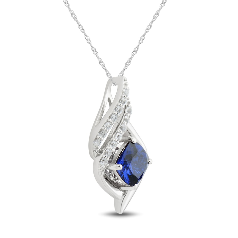 Main Image 2 of Blue & White Lab-Created Sapphire Necklace Sterling Silver 18&quot;