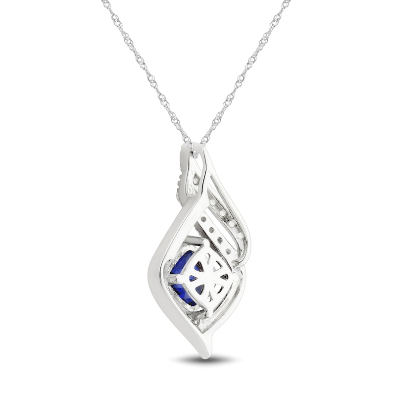 Main Image 3 of Blue & White Lab-Created Sapphire Necklace Sterling Silver 18&quot;
