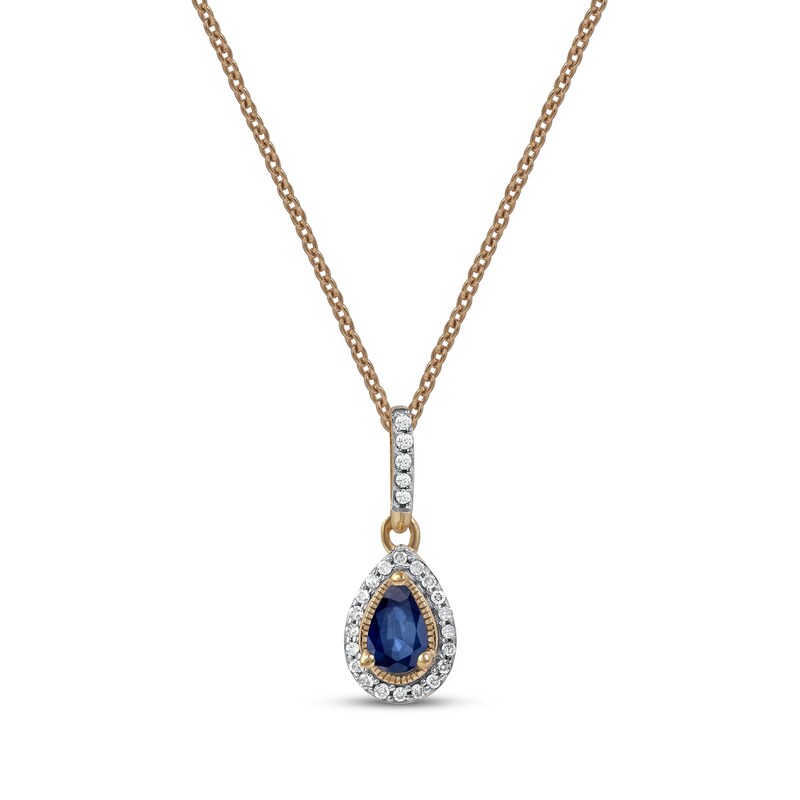 Blue Sapphire & Diamond Necklace 1/20 ct tw 10K Yellow Gold 18"