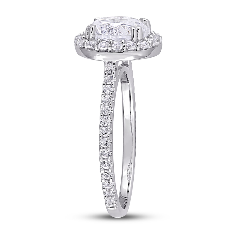 Main Image 2 of White Lab-Created Sapphire Ring Sterling Silver