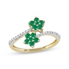 Thumbnail Image 0 of Emerald Flower Ring 1/8 ct tw Diamonds 10K Yellow Gold